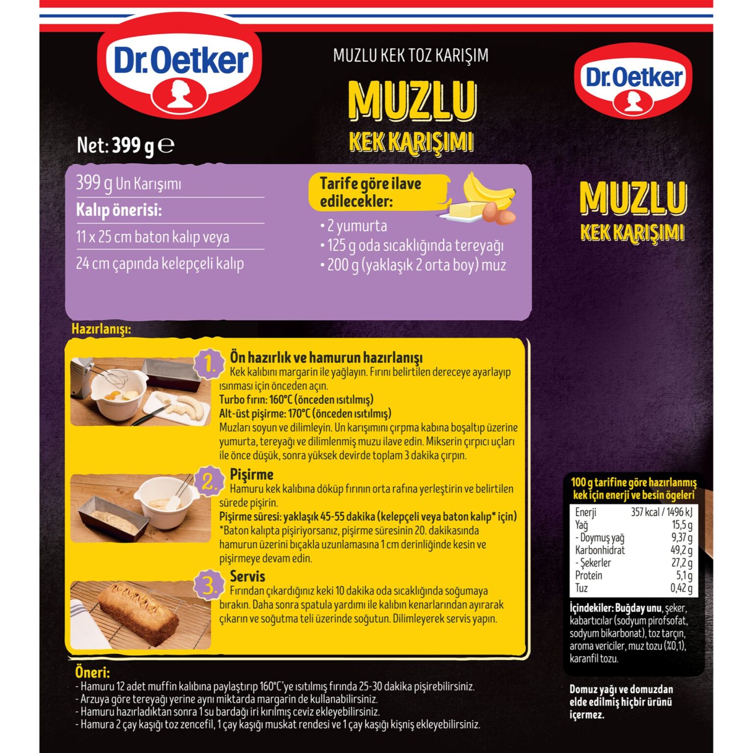 Muzlu Kek Karışımı - Banana Bread Arka